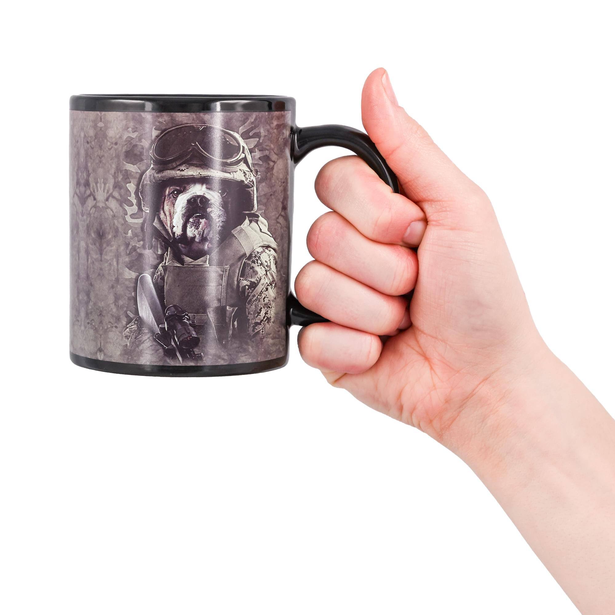 Alt View 2. Just Funky - Combat Sam 11oz Coffee Mug - Grey.