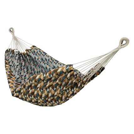 Front. Sunnydaze - 2-Person Polyester Jacquard Double Hammock - Geometric Jumble.