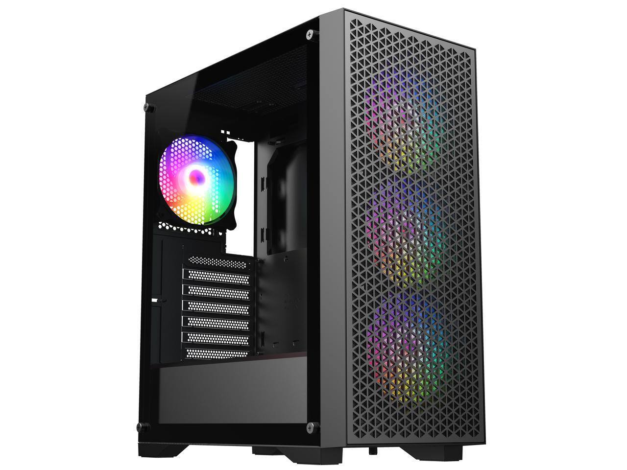 Alt View 1. DIYPC - DIYPC DIY-F08-BK Black USB3.0 Tempered Glass ATX Gaming Computer Case w/ 4 x ARGB 120mm Fans (Pre-Installed) - Black.