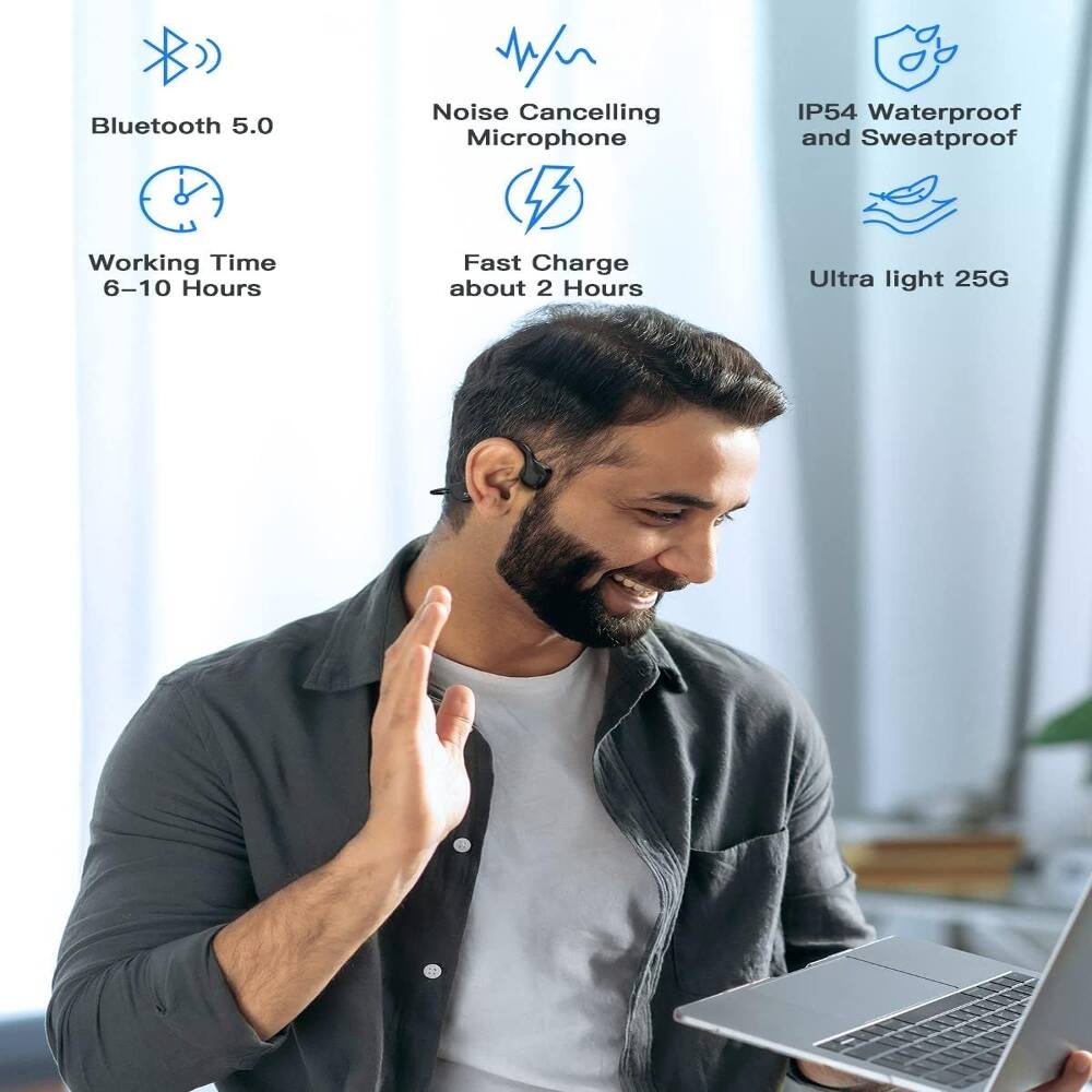 Bluetooth 5.0  
11/1/11 Noise Cancelling Microphone  
IP54 Waterproof and Sweatproof  
Working Time 6-10 Hours  
Fast Charge about 2 Hours  
Ultra light 25G