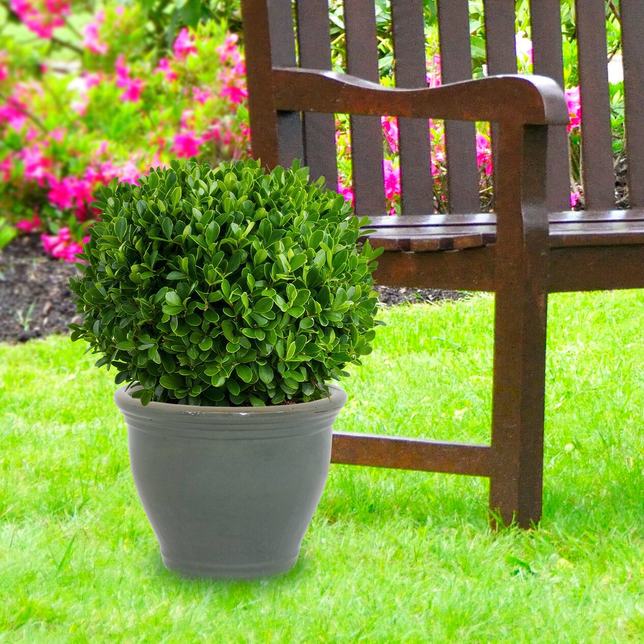 Alt View 7. Sunnydaze - 15 in Studio High-Fired Glazed Ceramic Planter - Gray.