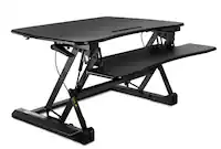 Front. Mount-It! - Height Adjustable Sit‑Stand Desk Converter with Large Work Surface for Dual Monitors or Laptop Setup, Black - Black.