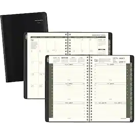 AT-A-GLANCE - 2026 Recycled 5" x 8" Weekly & Monthly Appointment Book Planner, Faux Leather Cover - Black