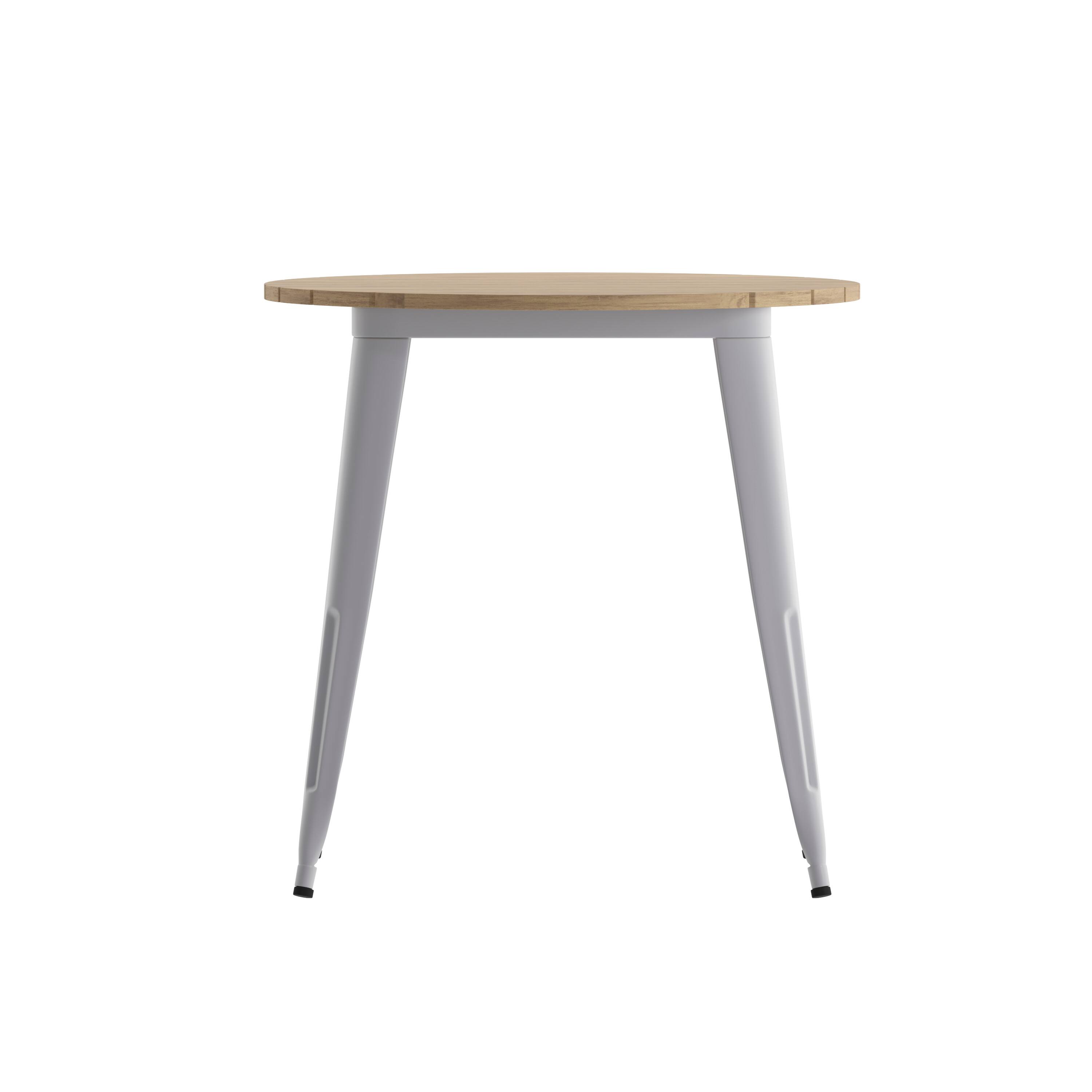 Alt View 8. Emma + Oliver - Drew Indoor/Outdoor Dining Table, 30" Round All Weather Poly Resin Top with Steel Base - Brown Top/Silver Frame.