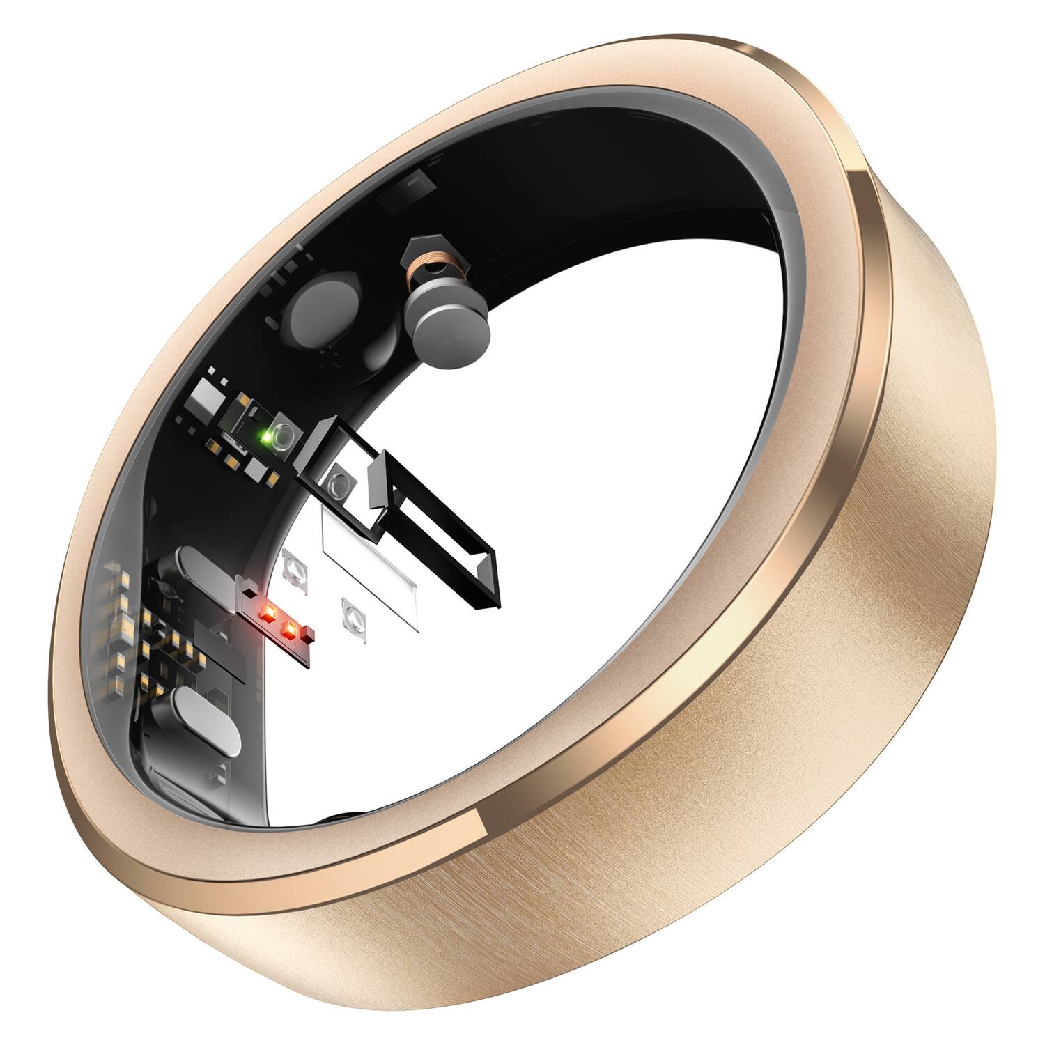 Back. RINGCONN - Gen 3 Smart Ring, Vascular Health Insights, Vibration Alerts, Sleep Apnea Monitoring, Charging Case - Brushed Rose Gold.
