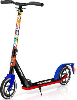 Hurtle - HURTSGR.5 Lightweight Foldable Kick Scooter, Adjustable, High Impact Wheels, Graffiti Design - Green