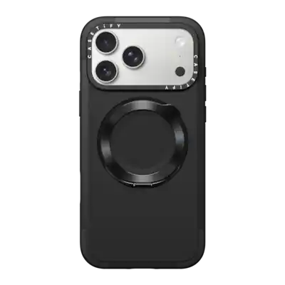 Front. CASETiFY - Force Stand Case MagSafe Compatible for Apple iPhone 18 Pro Max and 17 Pro Max Devices - Black.