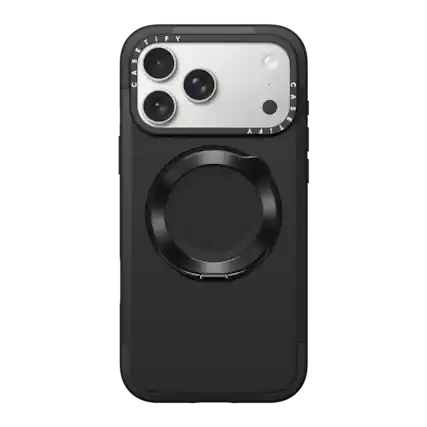 Front. CASETiFY - Force Stand Case MagSafe Compatible for Apple iPhone 18 Pro Max and 17 Pro Max Devices - Black.