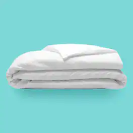 Sleepgram - Supima 400 Thread Count Cotton Duvet Cover and Travel Bag, Twin - White