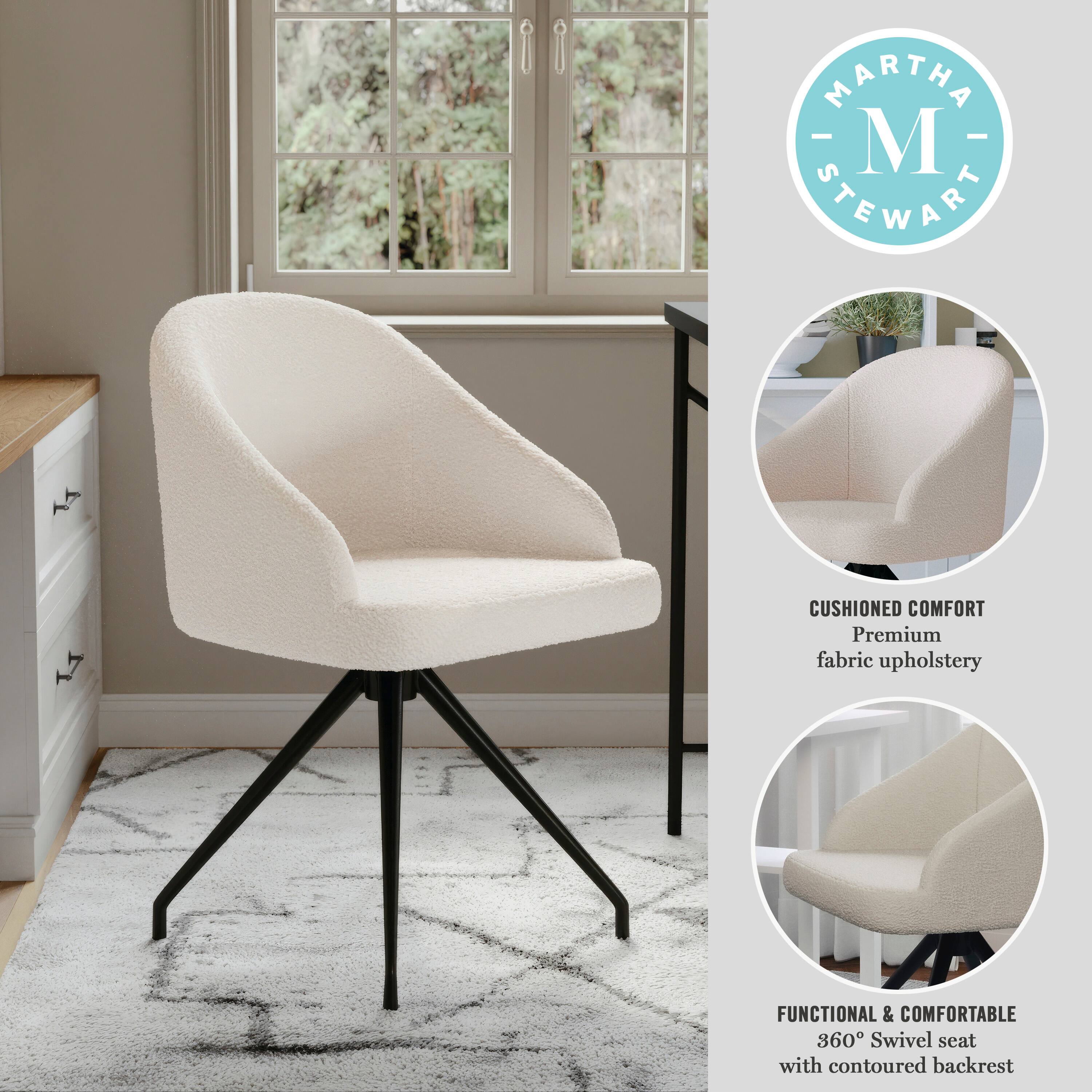 MARTHA STEWART CUSHIONED COMFORT Premium fabric upholstery FUNCTIONAL & COMFORTABLE 360 Swivel seat with contoured backrest