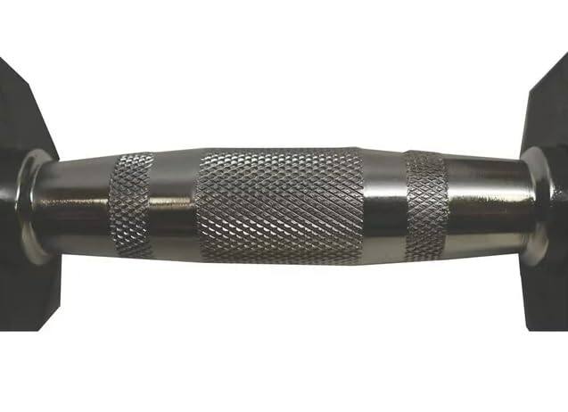 Back. Amber Sporting Goods - Barbell Rubber encased Hex Dumbbell Weights Sold as a Pairs, 50 LB - Black.