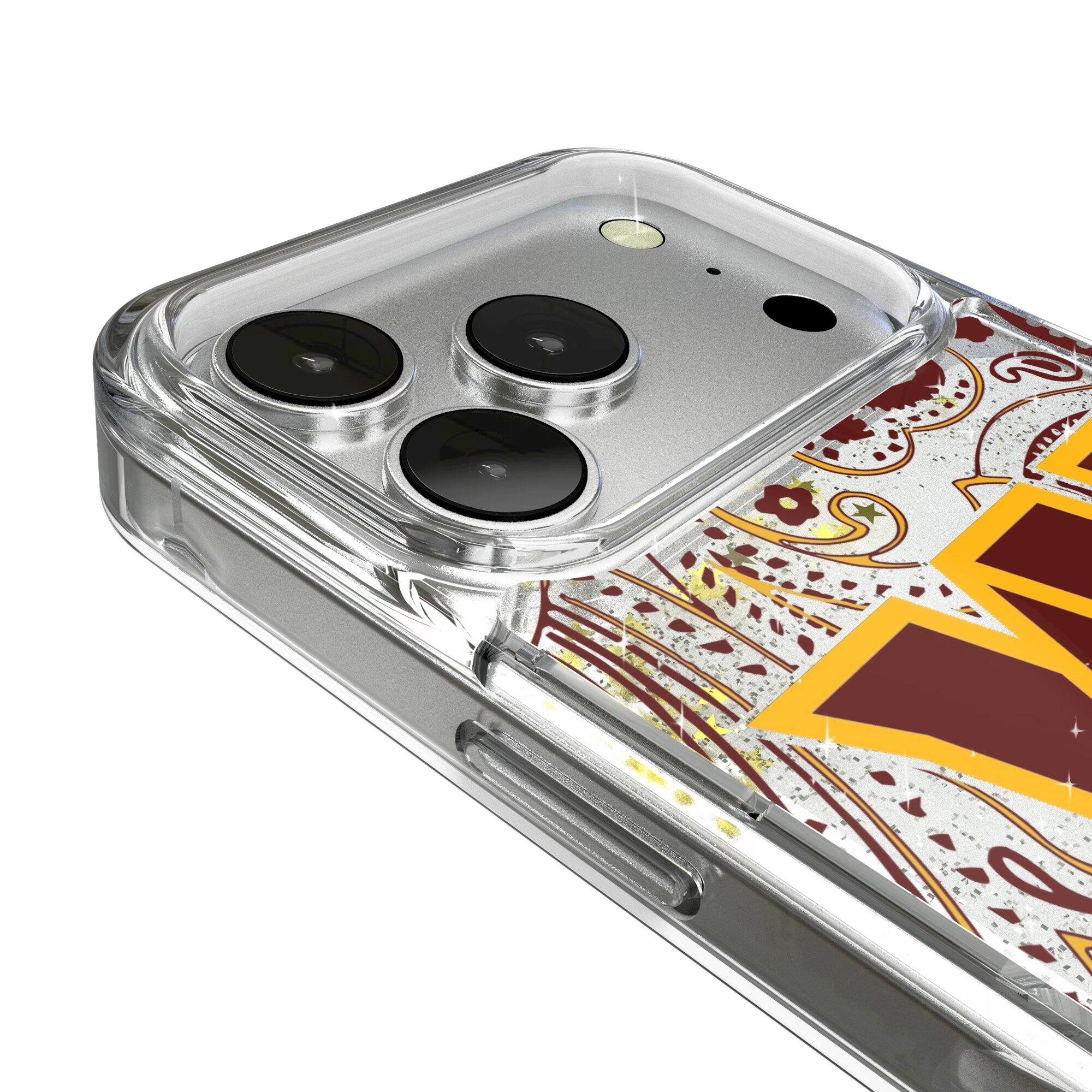 Alt View 2. Keyscaper - Washington Commanders iPhone Paisley Design Glitter Case - 17 Pro - Multicolor.