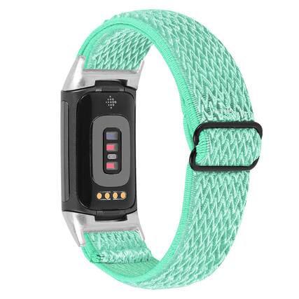 Front. StrapsCo - Comfort Stretch Band Elastic Nylon Watch Strap For Fitbit Charge 6 - Aqua.