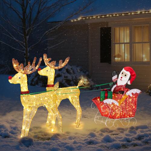 Alt View 7. Winado - 6FT Christmas Reindeer Pulling Santa's Sleigh with LED Lights for Xmas Indoor Outdoor Lawn Party Holiday Decorations - Multicolor.