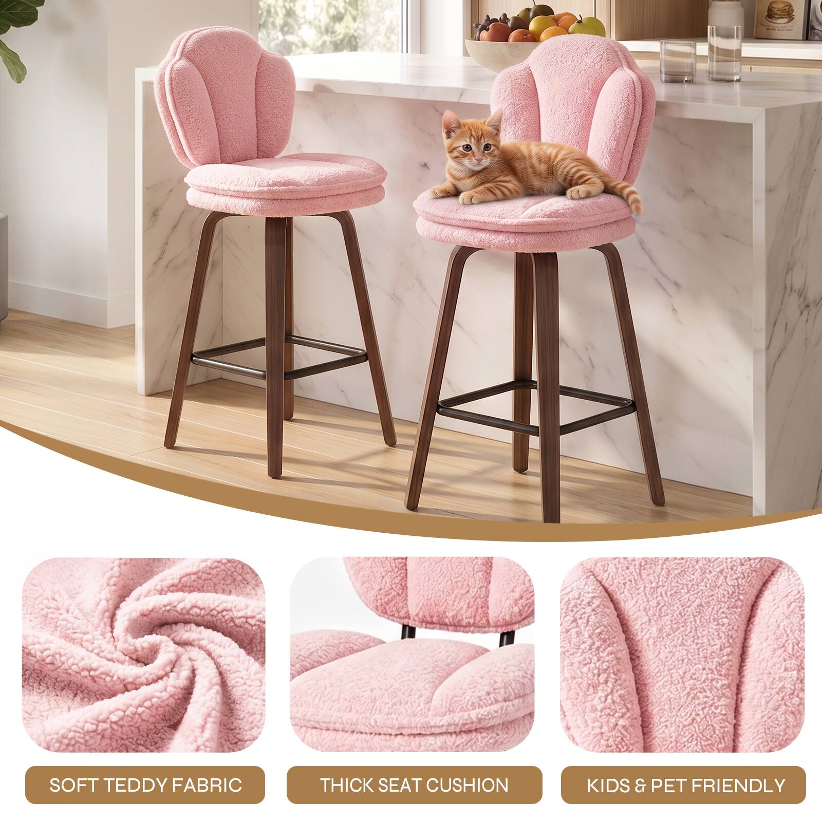 SOFT TEDDY FABRIC  
THICK SEAT CUSHION  
KIDS & PET FRIENDLY