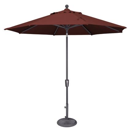 Front. Mondawe - 9' Octagon Patio Umbrella Push Button Tilt Anthracite Frame - Henna.