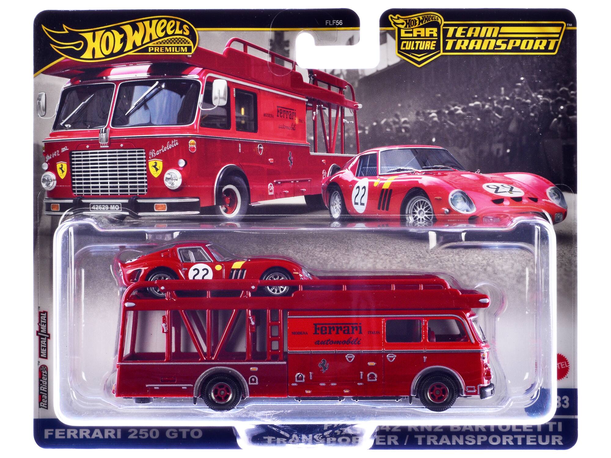 Hot Wheels Fiat 642 RN2 Bartoletti Transporter Red & Ferrari 250