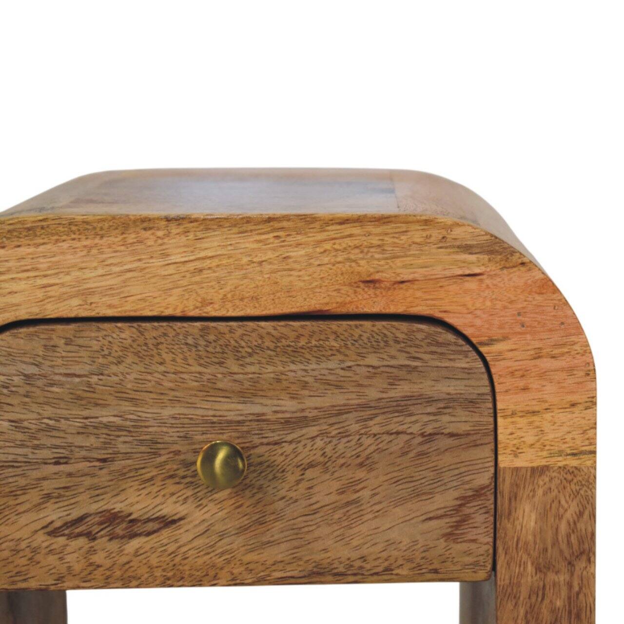 Back. Artisan Furniture - Artisan Furniture Solid Wood Mini Darcy Oak-ish Nightstand with Curved Edges - Oak.