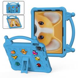 Dteck - Kids Case for 11" iPad (A18) 2026/iPad (A16) 2025, Cute Shockproof Handle Grip Stand Shell with DIY Accessories - Light Blue