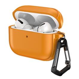 Dteck - Protective Case for AirPods Pro 3rd Gen (2025) with Carabiner,Shockproof Split Non-Slip Full-Body Earphone Case - Orange