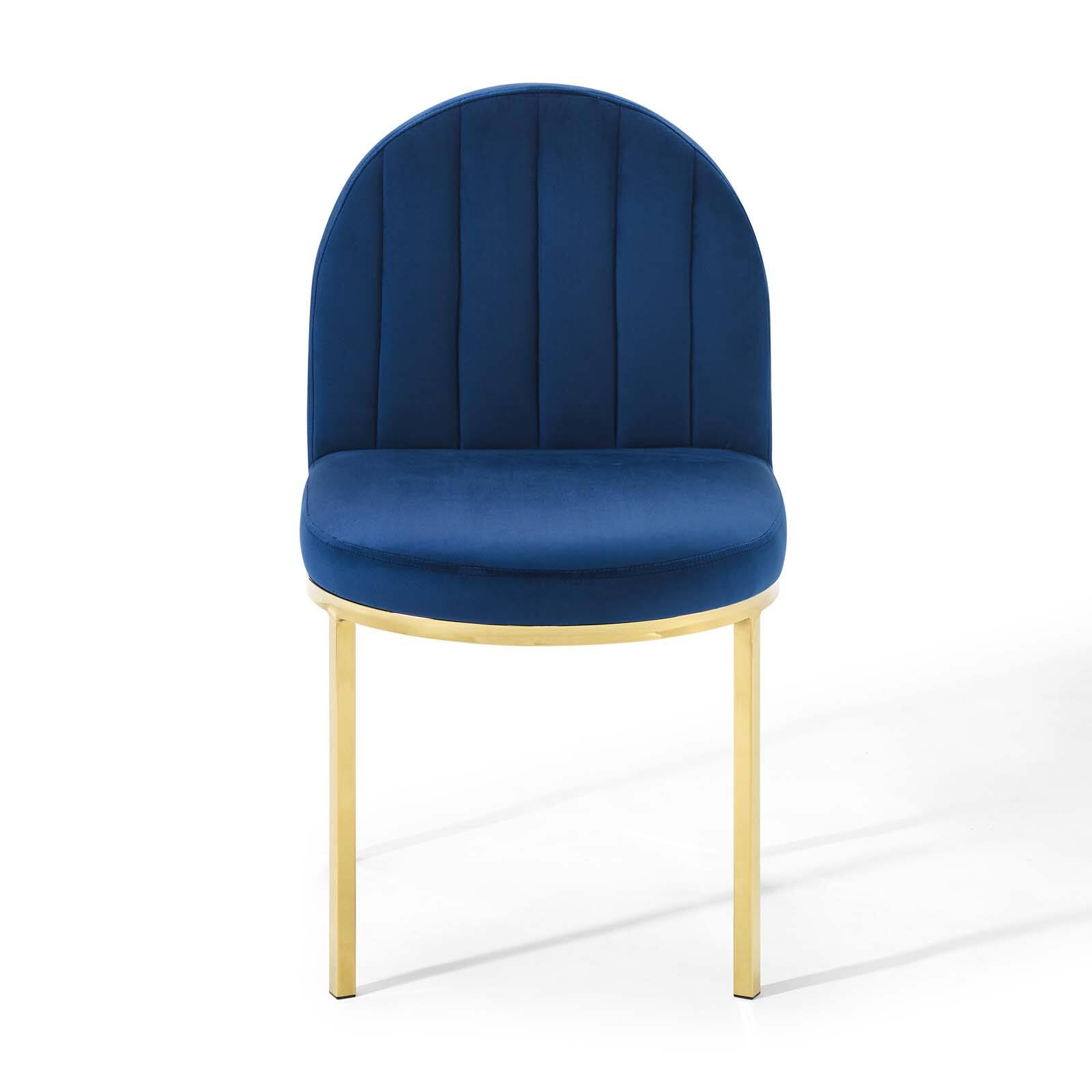 Alt View 4. Modway - Isla Channel Tufted Performance Velvet Dining Side Chair by Modway - Gold Navy.