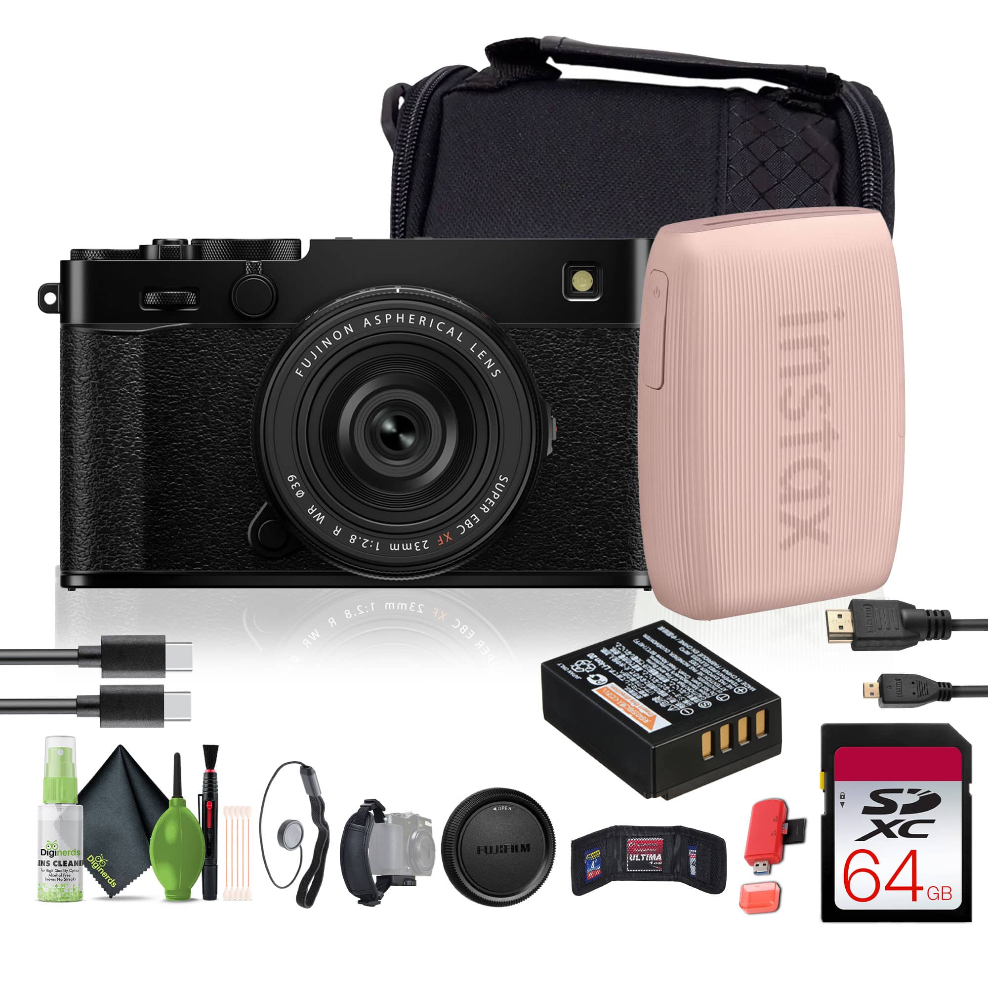 Fujifilm - X-E5 Mirrorless Digital Camera with XF 23mm f/2.8 Lens , Printer - Pink - Black