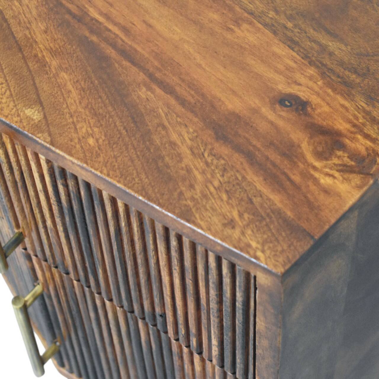 Alt View 1. Artisan Furniture - Artisan Furniture Solid Wood Harper Ribbed Chestnut Bedside - Brown.