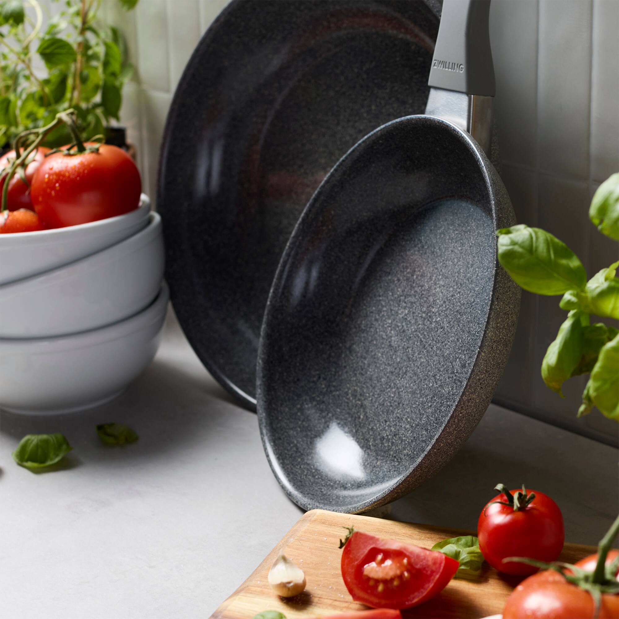 Alt View 3. ZWILLING - ZWILLING Parma Plus Ceramic 2-pc Aluminum Ceramic Nonstick Fry Pan Set - Grey.