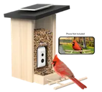 BIRDFY - Smart Bird Feeder with Camera, Bird Watching Camera with Solar Panel, AI Identify 6000+ Species - Ebony - Angle_Zoom