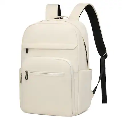 Front. Unique Bargains - 16" Laptop Backpack for Men Women, Travel w/Anti-Theft Pocket, Lightweight Water-Resistant TSA Approved - Beige.