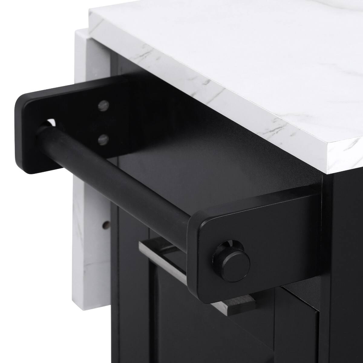 Alt View 10. Loheer - Loheer Kitchen Island with Tilt Trash Can Cabinet Drop Leaf Black - Black.