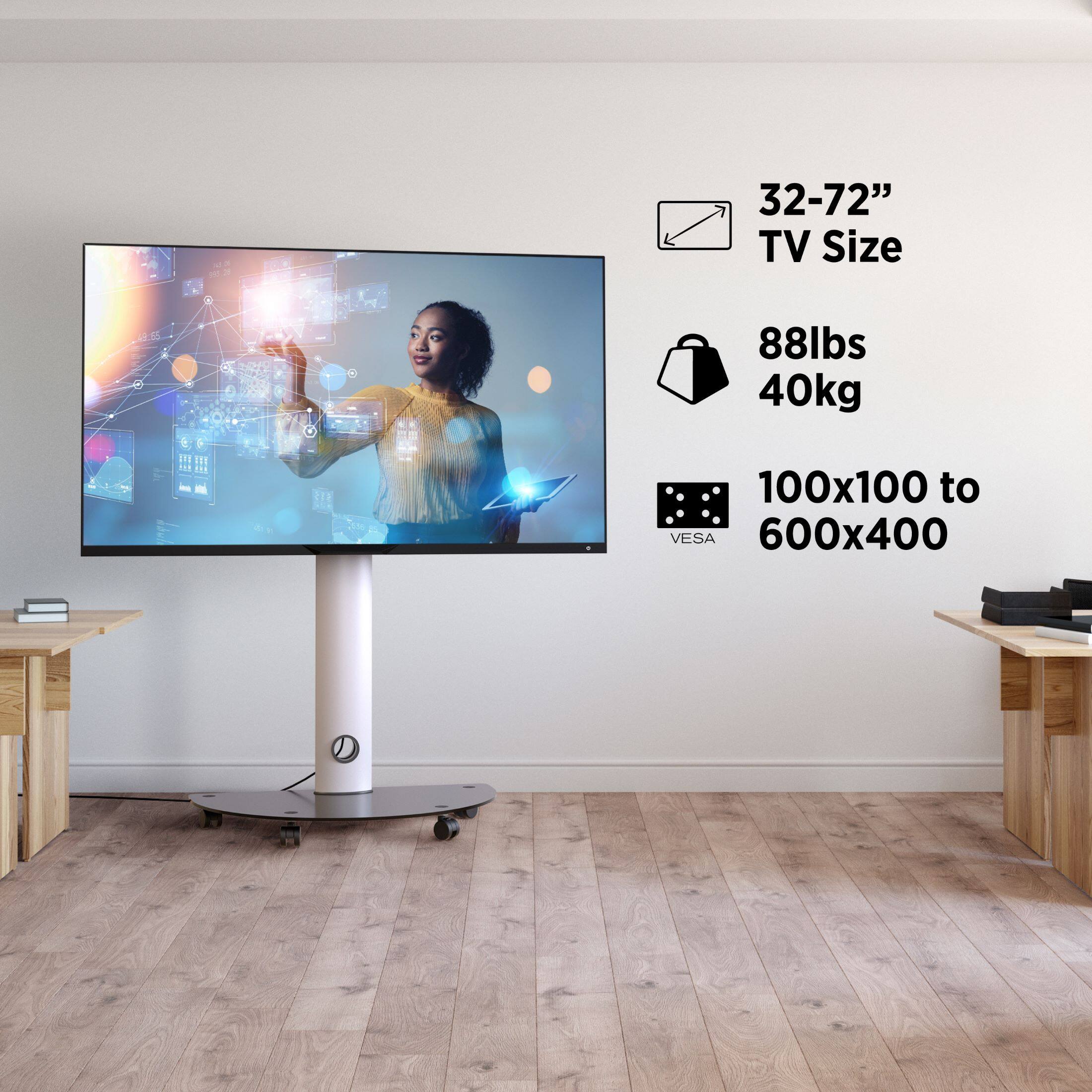 32-72" TV Size
88lbs 40kg
100x100 to 600x400 VESA