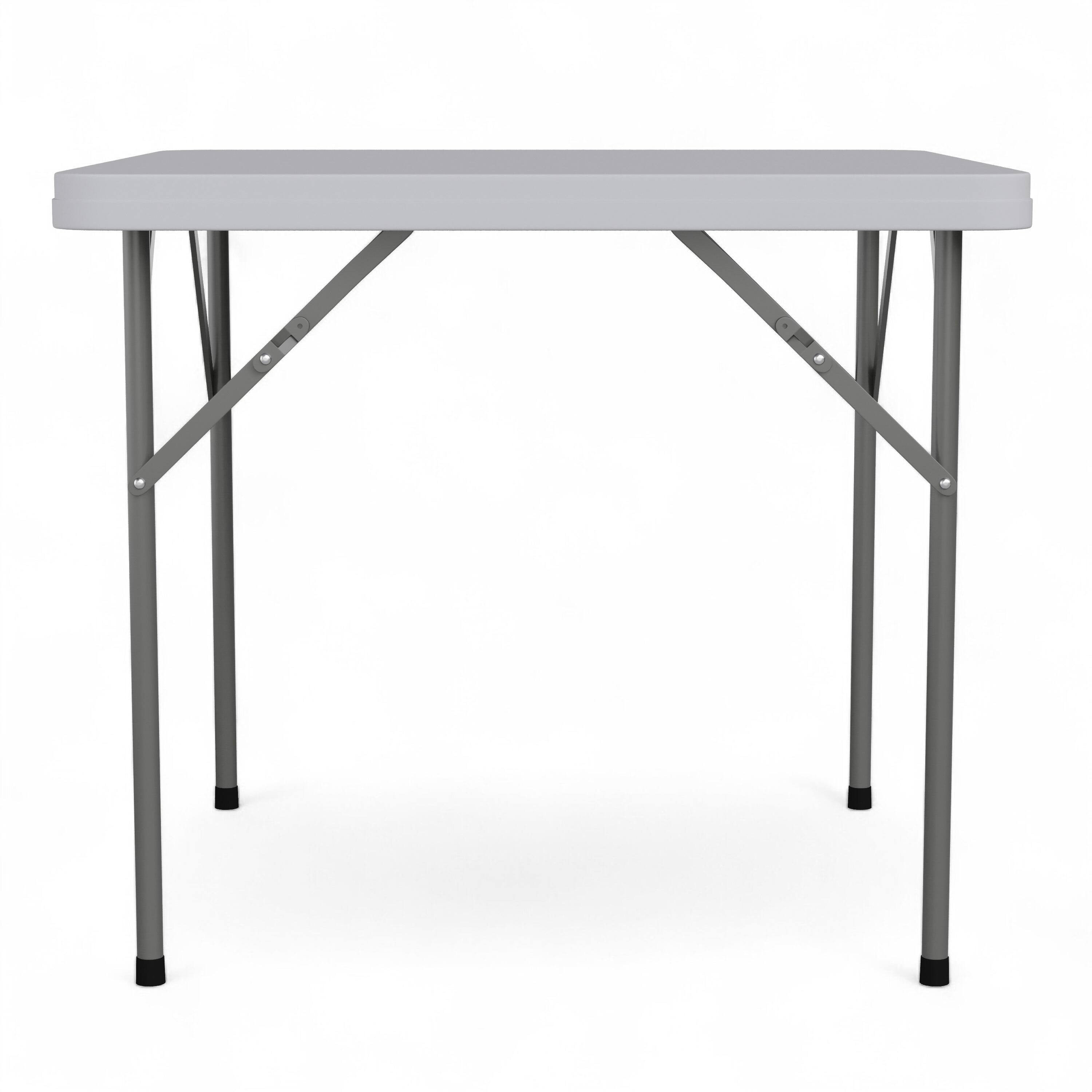 Alt View 8. Emma + Oliver - 34.25" Square Plastic Folding Table - Granite White.
