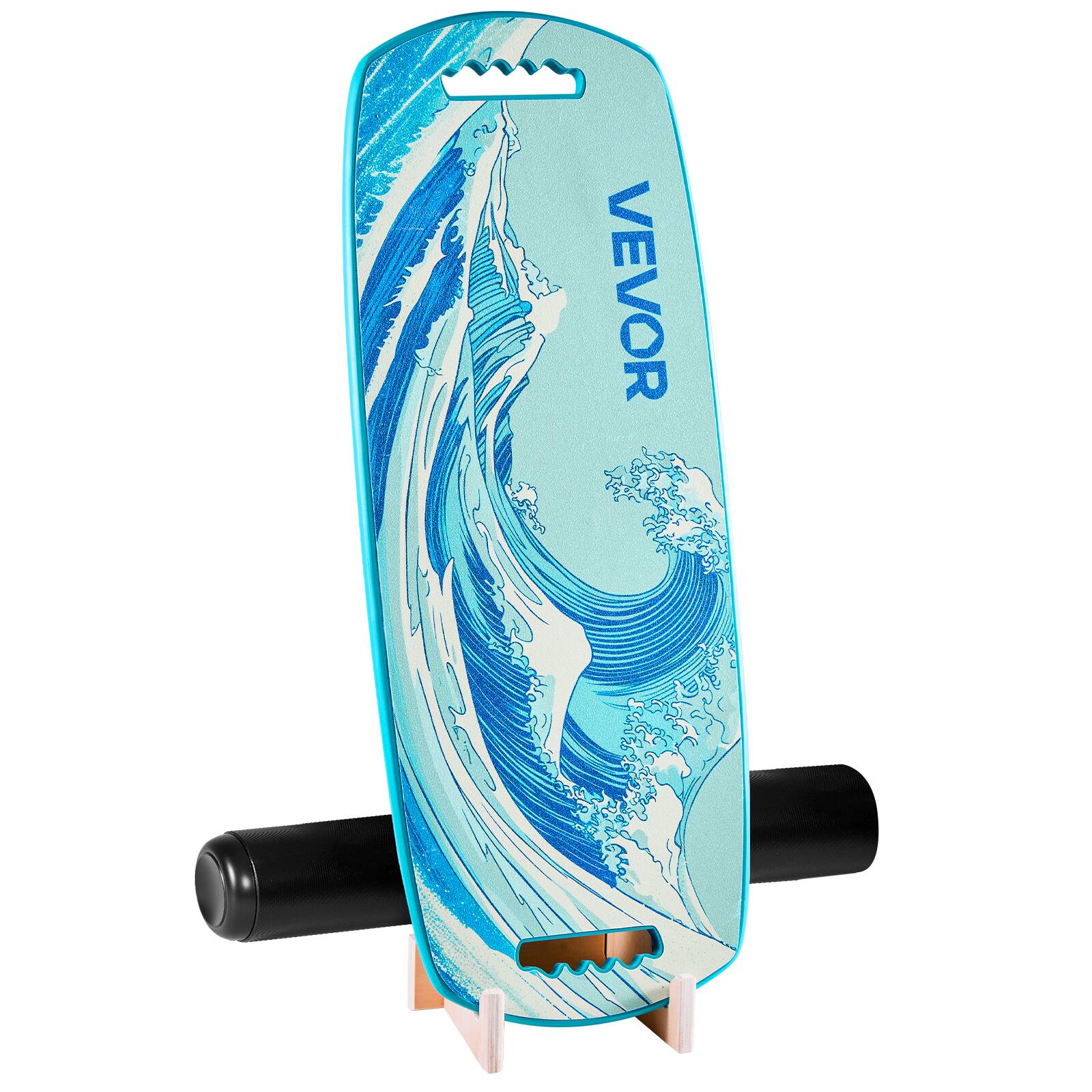 Alt View 5. VEVOR - Balance Board, Wobble Board Trainer for Adults, Premium Wooden Balance Training Equipment with Roller - Blue.
