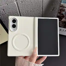 Dteck - for Samsung Galaxy Z Fold8 Magnetic Case with Built-In Screen Protector,Full Hinge Protection Shockproof PC TPU Cover - White