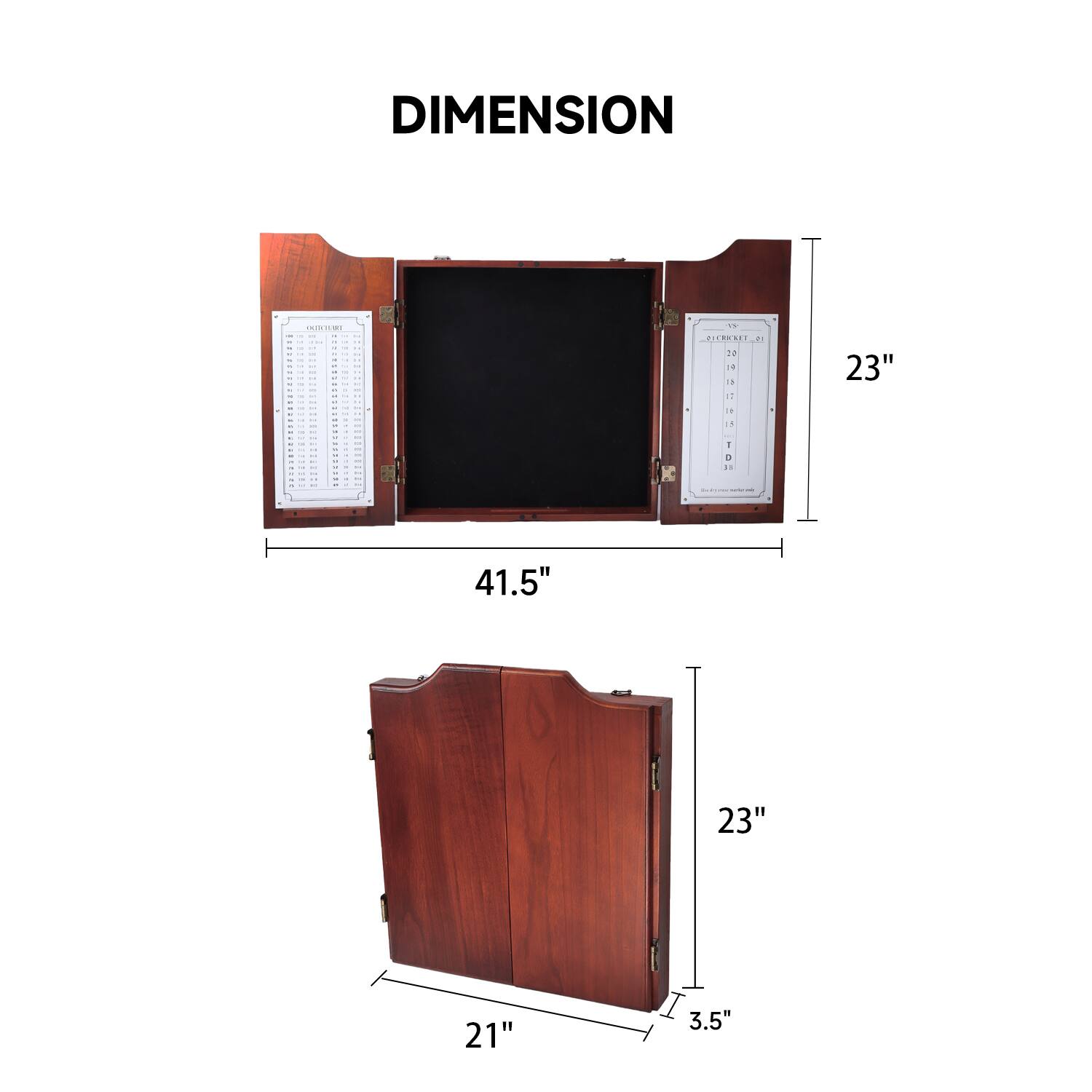 DIMENSION

- Width: 41.5"
- Height: 23"
- Depth: 21"
- Thickness: 3.5"