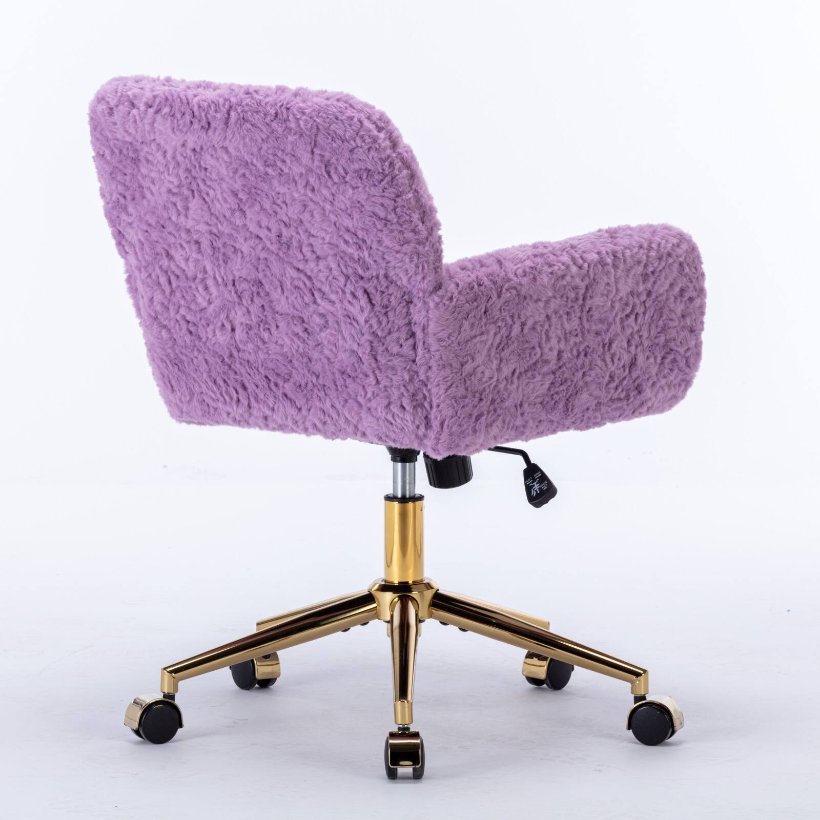 Alt View 3. GOODSILO - Premium Adjustable Swivel Office Chair with Golden Metal Base and Plush Velvet Upholstery for Home or Office Use - Violet.