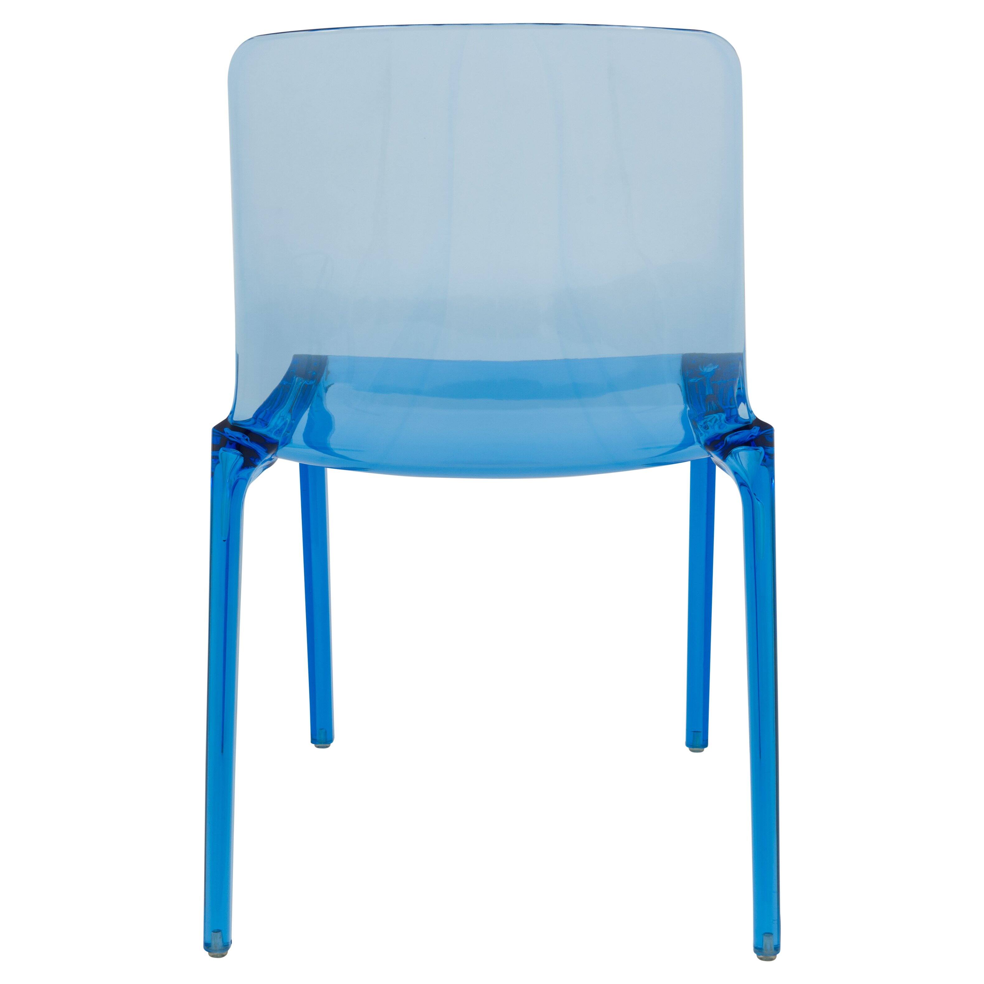 Alt View 1. LeisureMod - Murray Modern Stackable Acrylic Accent Dining Chair with Transparent Seat for Dining Room, Kitchen & Office - Transparent Blue.