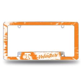 Rico Industries - Tennessee Volunteer's Chrome Metal License Plate Frame - Tie Dye Design - Multi