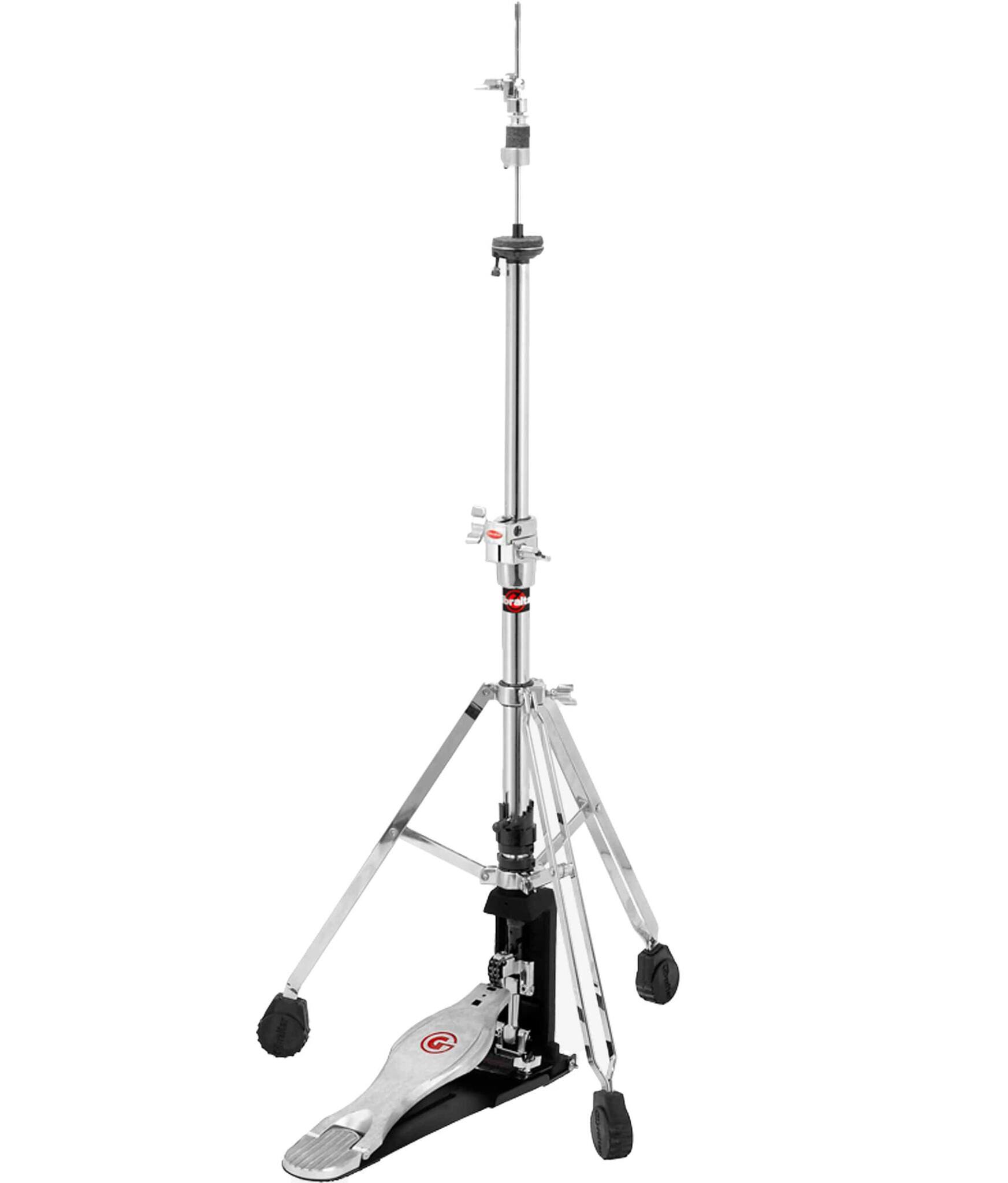 Angle. Gibraltar Hardware - 9000 Series Liquid Drive Double Braced Hi Hat Stand with Super Clutch, Step Tension and Rotating Base.