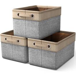 Sorbus - Cubby Storage Organizer 15 Inch - Big Sturdy Collapsible Storage Bins with Dual Handles - Foldable Baskets - Gray Brown