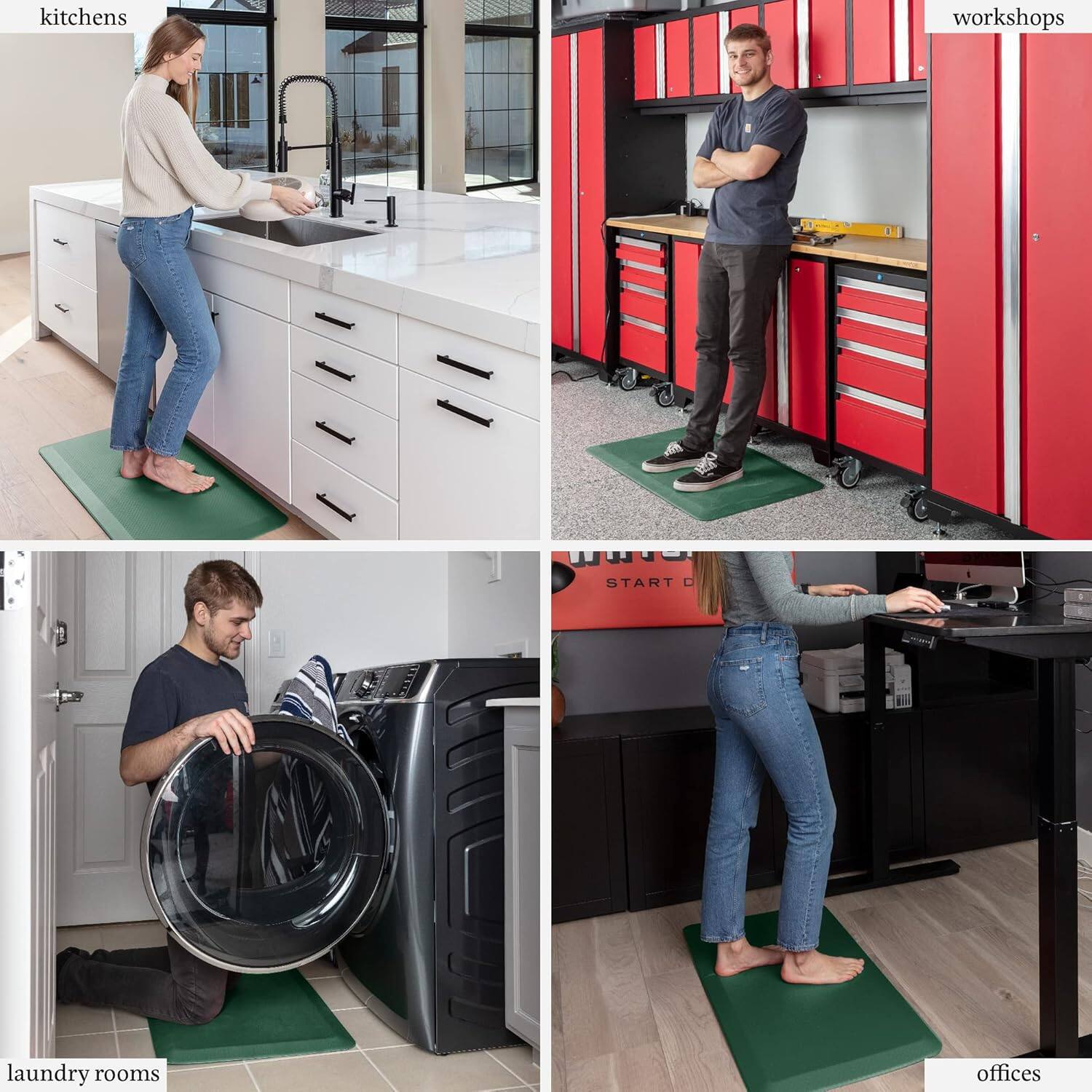 - kitchens
- workshops
- laundry rooms
- offices