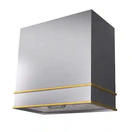 Front. Akicon - Akicon 30 in. 600 CFM Ducted Wall Mount Range Hood with LED Lights and Charcoal Filter, in Stainless Steel with Gold - Stainless steel with Gold.