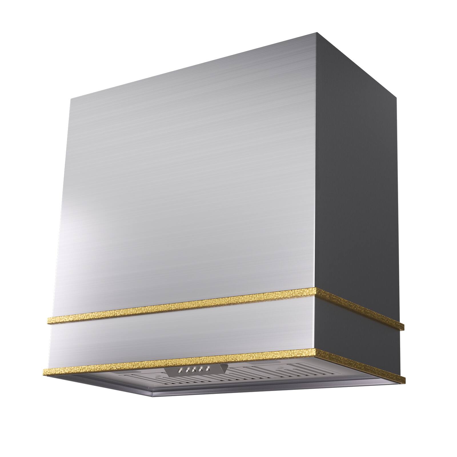 Front. Akicon - Akicon 30 in. 600 CFM Ducted Wall Mount Range Hood with LED Lights and Charcoal Filter, in Stainless Steel with Gold - Stainless steel with Gold.