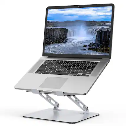 Front. HongFei - Laptop Stand for Desk, Adjustable Laptop Riser, Metal Foldable Computer Stand, Ventilated Cooling for 10-15.6” Laptops - Black.