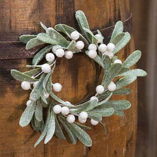 Front. BreeBe - Glittered Mistletoe Candle Ring 9" - Multi.