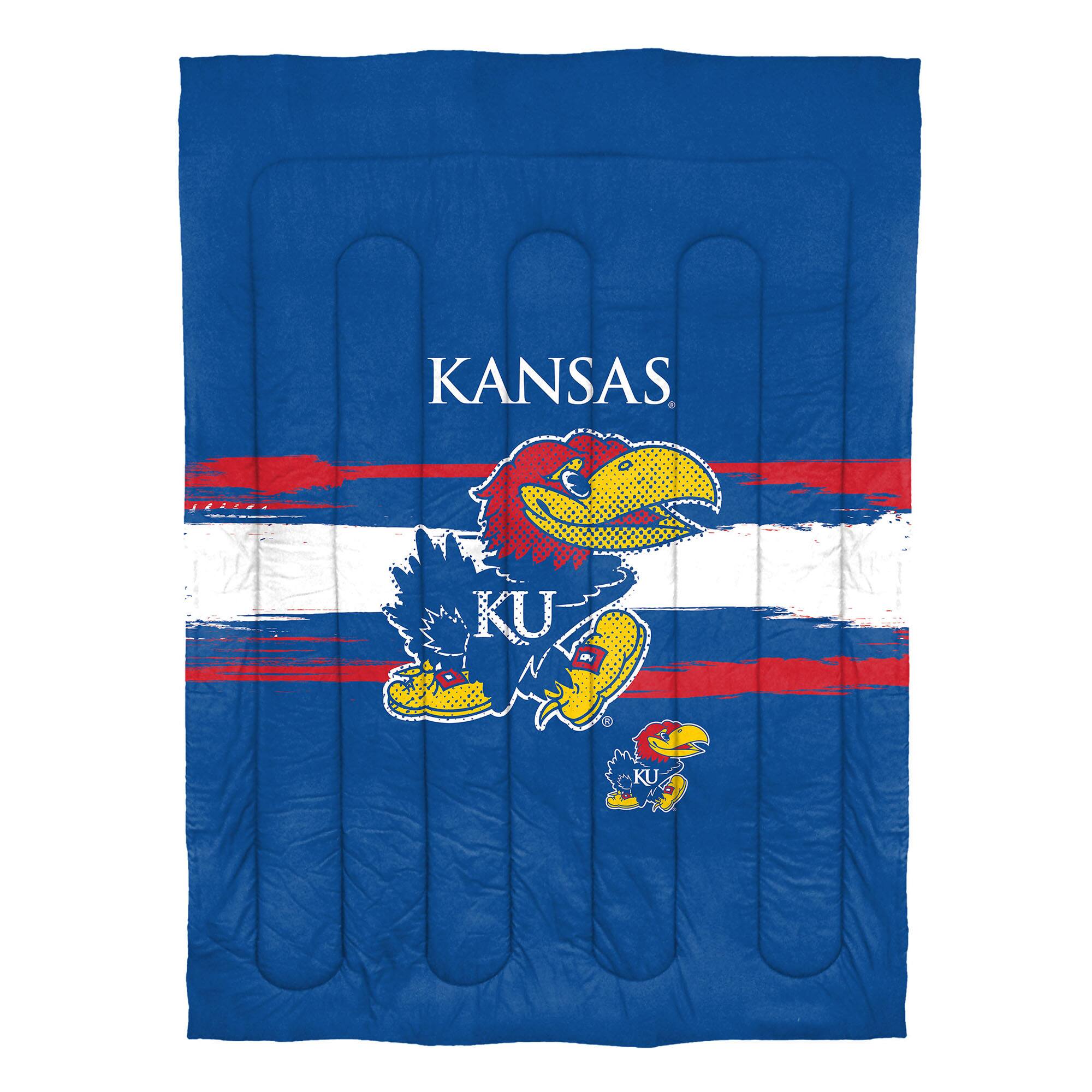 Angle. Sweet Home Collection - NCAA Kansas Jayhawks Comforter & Sham Set- Twin/Twin XL - Multicolored.