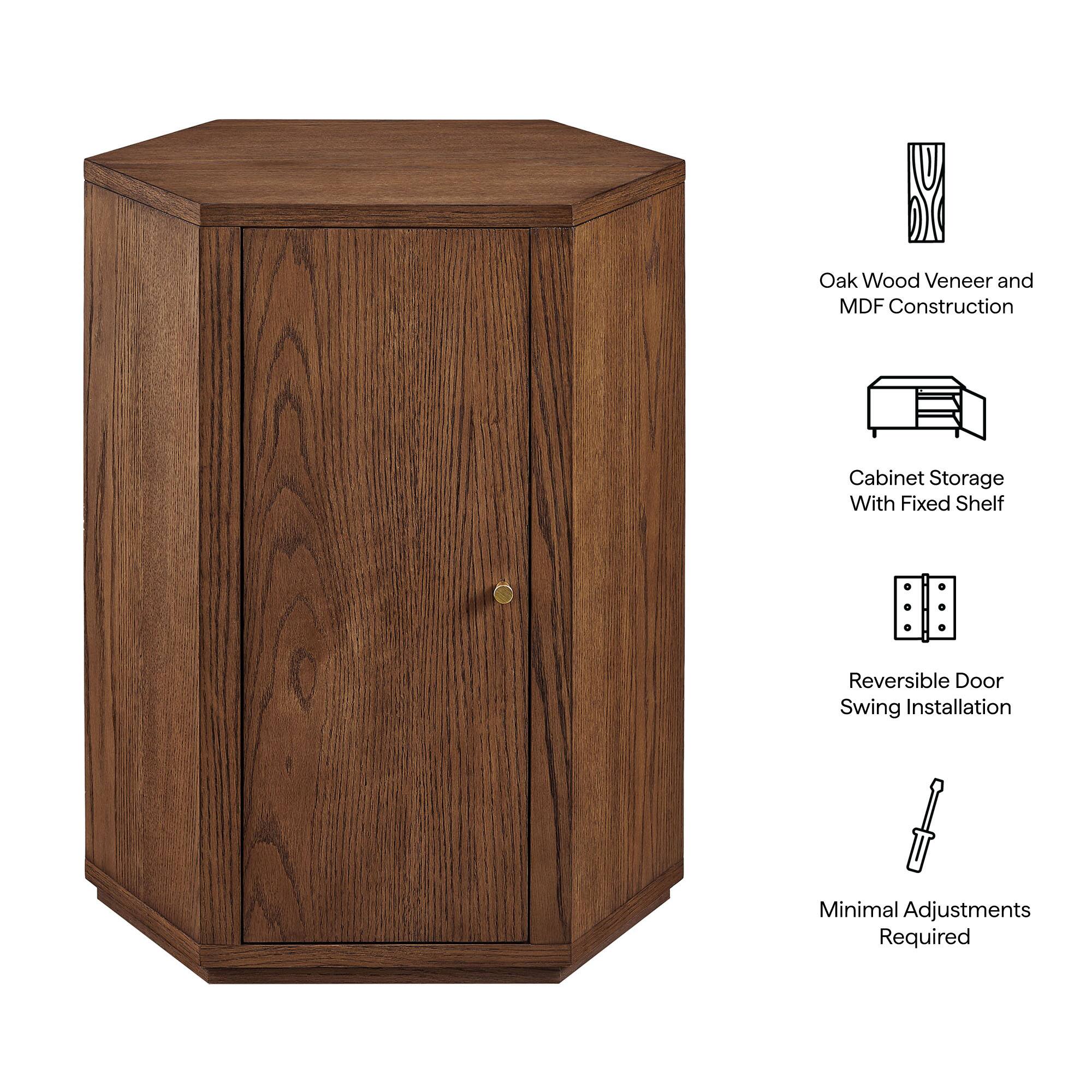 Oak Wood Veneer and MDF Construction Cabinet Storage With Fixed Shelf Reversible Door Swing Installation Minimal Adjustments Required