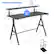 Product Dimension: 47" x 7.5" x 8" (132 lbs)
The image features a black table with a blue tag attached to it, indicating the product's dimensions and weight. The table is a foldable desk, which can be easily stored when not in use. The dimensions provided are 47" x 7.5" x 8" and it weighs 132 lbs. The table is designed to be sturdy and functional, making it a practical choice for various purposes.