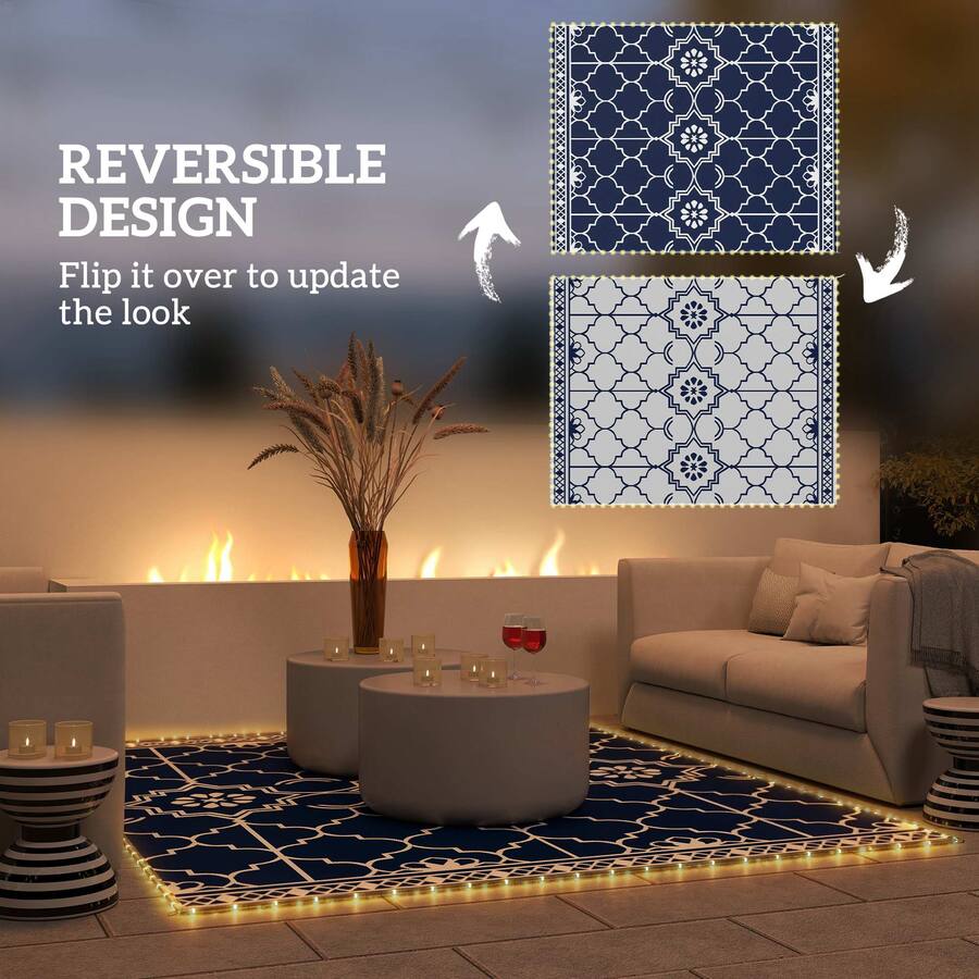 Outsunny Outdoor Rug Carpet with LED Lights Dark blue 84J-261V00DB ...